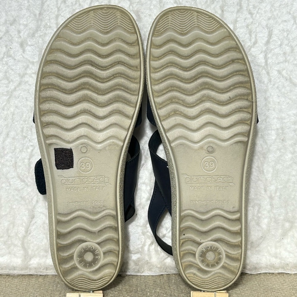 Fly Flot Womens Navy Slingback Strap Wedge Sandals Shoes SZ EU 39 & US 8 - Picture 8 of 12